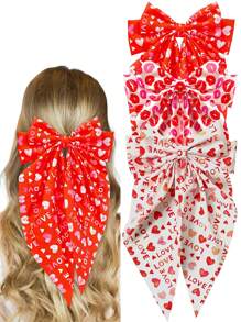 2/3/4 chiếc 2025 Kẹp tóc nơ dài họa tiết trái tim mới nhất cho bé gái, Kẹp tóc nơ đuôi dài mềm mại, Kẹp tóc kim loại cổ điển, Băng đô lụa, Phụ kiện tóc thanh lịch, Quà tặng tuyệt vời cho ngày lễ tình nhân - Nhiều màu - Xem 18