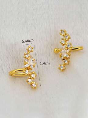 2 pièces Boucles d'oreille clip cristal étoile pour femmes, zircone cubique, sans trou, boucles d'oreille fausses, pinces en os d'oreille sans perçage