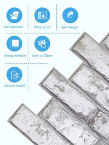10pcs 3D Wall Panel, Faux Brick Wall Tiles For Living Room, Peel And Stick Backsplash For Kitchen Wall, Brick Tile Stickers Waterproof Bathrooom, Home Decor