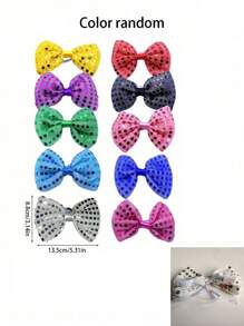 1pc-Sequin Glowing Bowknot Decor,Led Light Up Men Bowknot, Glowing Bow Wrapping Props,Carnival Party COS Party Decorations, Glowing Prom Party Event Items.,Bar Nightclub Dress Party Dance Festival - Multicolor - View 6