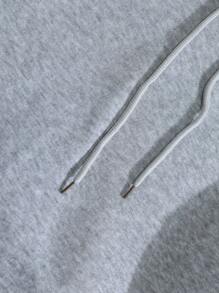 Sudadera Con Capucha Y CordóN Con Estampado De Letra Para Tallas Grandes Mujer - Gris - Ver 5