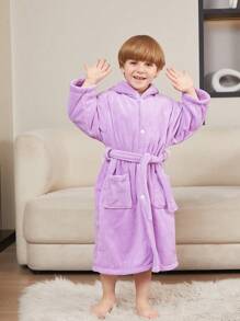 1 件适合幼儿园儿童加厚珊瑚绒长度 70 厘米/27.56 英寸兔子长耳朵卡通设计连帽儿童浴袍，毛绒柔软儿童睡衣，男孩和女孩的成长装，带腰带和口袋，吸水，快干，不脱落，多种颜色适合酒店、家庭、卧室、游泳池、节日礼物、礼物、返校