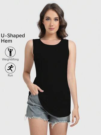 Speed mate 女士长款运动上衣圆领T恤侧边基本款宽松束腰上衣，休闲，春夏款