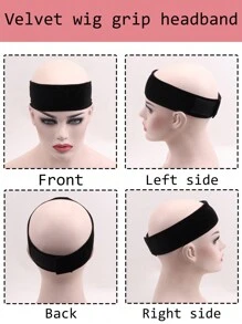 1条Nunify隐形假发固定带，防滑假发胶带，带可调节挂钩，天鹅绒舒适假发带，防滑透气假发固定带，假发固定带，假发胶带，黑色/肤色/棕色 - 彩色 - 查看 4