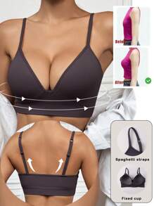 Seamless Knit Wireless Padded Comfort Push Up Sports Bra