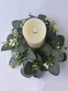 1pc Eucalyptus Wreath, Dining Table & Home Decor Candle Ring - Green - View 6