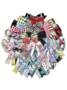 50pcs Bow Graffiti Stickers Decorative Water Cups Notebook Luggage Double Transparent Waterproof Stickers,Luggage Stickers,Subject Stickers,Waterproof Stickers