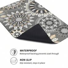 1pc Mandala Pattern Printed Silicone Kitchen Mat - Can Be Used As Bathroom Mat, Doormat, Dish Drying Mat - Absorbent, Anti-Slip, Anti-Fouling, Suitable For Farmhouse, Entrance, Indoor, Room Decor, Kitchen, Dining Room, Small Office/Home Office, Sink, Laundry Room