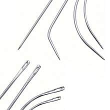 Filo e ago per extension dei capelli, 1 rotolo di filo da cucito per trecce, con 4 pezzi di aghi a forma di C, J, I curvi per tappezzeria e 1 infilacappio per cucire a mano, per extension dei capelli, realizzazione di parrucche e altro fai da te