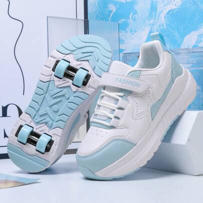 4-hjulsskor för studenter, unisex rullskridskoskor för tonåringar, kombinerade Walk & Slide Sneakers