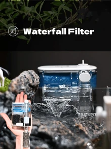 Filtro pequeño de 250 L/H, adecuado para acuarios de 1 a 4 galones, filtración triple, anti-succión, caudal ajustable, cable USB - Blanco - Ver 9