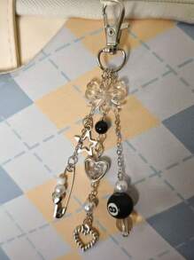 1 szt., Modny, ręcznie robiony brelok z żywicy z koralikami - styl punkowy, damski dodatek z klamrą w kształcie homara, zawieszka do torby samochodowej, szkolna gwiazda, uroczy gotycki Y2k