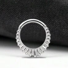 1pc 316 Stainless Steel Septum Rings Clickers Nose Rings Cartilage Hoop Segment Piercing Jewelry For Women - Water Drop - View 4