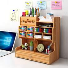 Wooden Multilayer Pencils Desk Storage Holder Desktop Sundries Storage Rack