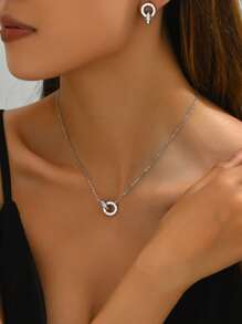 Set de 3 piezas Collar y aretes de girasol, Set de 2 piezas Collar y aretes únicos con forma de semicírculo de acero titanio estilo hip hop, Conjunto de joyas personalizadas de moda, regalo ideal para mejores amigas