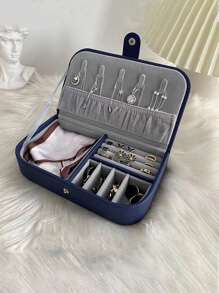 1 PIEZA Caja de almacenamiento de joyas de PU portátil de varias capas, adecuada para guardar pulseras, anillos, pendientes, collares, decoraciones de boda, regalos del Día de San Valentín