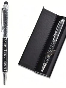 1 Set Custom Metal Ballpoint Pen Gift Box, Personalized Engraved Crystal Rhinestone Style Couple Ballpoint Pen, Telescopic Stylus Pen, Suitable For Anniversary, Birthday, Personalized Gift Back To School - Multicolor - View 11