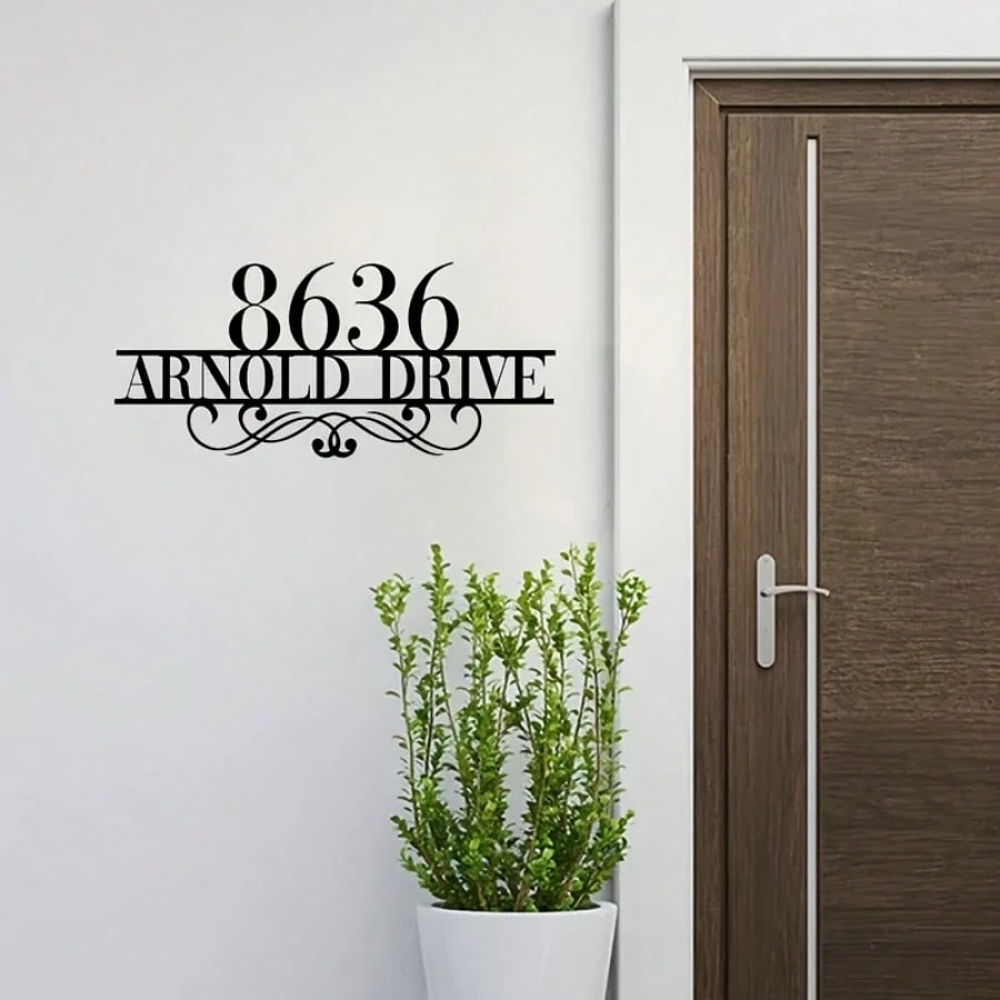 Panneau Métal Personnalisé Avec Nom De Famille - Gravure Laser - Résistant Aux Intempéries - Décoration Murale Extérieur