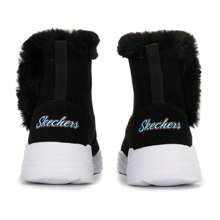 Skechers 女童保暖内衬雪地靴，休闲轻便仿保暖内衬青少年靴，户外运动 - 黑色 - 查看 5