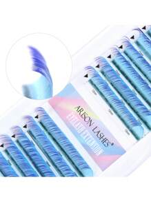 12排C/D卷曲彩色渐变睫毛混合11-15毫米圣诞假睫毛专业睫毛延长高品质化妆工具 - 彩色 - 查看 7