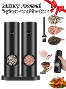 1pc/2pcs Electric Pepper And Salt Grinder , Battery Powered Adjustable Of Coarseness Black Pepper Grinder Mill , Automatic Grinding For BBQ Restaurant Kitchen For White Pepper, Black Pepper, Sea Salt, Cumin.