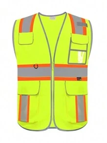 Sanitation Workers, Traffic Reflective Vests, Drivers, Night Light Cycling, Security Patrols, Garden Greening, Leadership Work Clothes, Adjustable Size Reflective Vests, Vests, Vests, Vests, Safety Suits - Yellow - View 2