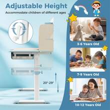 Homasis Kids Multifunctional Study Table Study Desk W/ Tiltable Desktop Book Stand - Blue - View 8