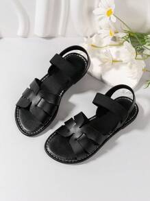 Un paio di sandali preferiti dai bambini, nuovi sandali per bambini 2025, moda, stile scolastico, suola morbida, sandali comodi, sandali con motivo sulla parte frontale che piacciono ai bambini e alle bambine - nero - Visualizzare 2