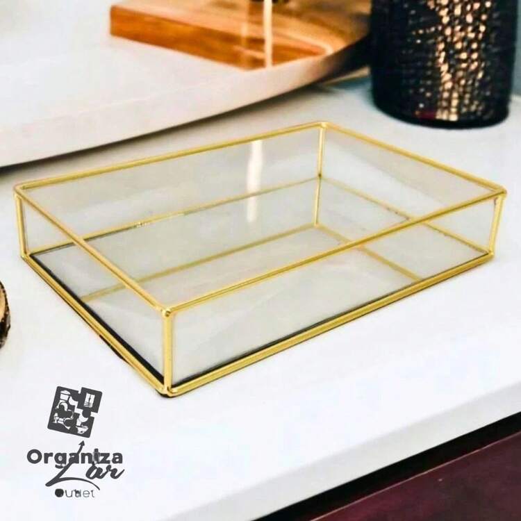 Multipurpose Decorative Rectangular Mirrored Organizer Tray Bathroom Decor - Đá cẩm thạch trắng - Xem 2