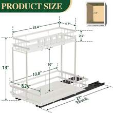 GROWSUN Under Sink Organizer 2 Tier Under Sink Organizers And Storage Adjustable Kitchen Pull Out Cabinet Organizer Metal Sliding Drawer For Bathroom Pantry Cabinet Closet Organization Rack