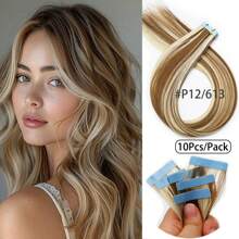 10 piezas de extensiones de cabello postizas para mujeres, 24 pulgadas de cabello sintético Kanekalon liso, no se destiñen, sin costuras e invisibles para todo tipo de cabello, 10 piezas/paquete, 35g