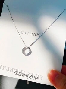 1 szt. Naszyjnik z cyrkonii w kształcie koła, minimalistyczny i świeży styl, odpowiedni dla nastolatek i młodych kobiet