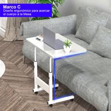 Table Roulant de Lit Canapé pour Ordinateur Portable Hauteur Réglable Table d'appoint Support d'ordinateur Table avec 4 Roulettes Verrouillables, Érable Blanc/Noir