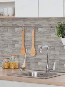 SUPSTICKER 12/24 件简约木纹图案家居装饰，加厚硬质瓷砖，陶瓷质感，防水防油可移除即撕即贴瓷砖，适用于客厅、卧室、厨房和浴室翻新，贴纸，墙贴花，乙烯基贴花，用于家居装饰，春季装饰品让您的家焕然一新，拉玛装饰贴纸礼物生日毕业 - 彩色 - 查看 4