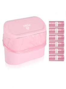 1pc Car Garbage Can With Cover Side Hanging Trash Bin, Includes Garbage Bags, Cute & Practical Car Trash Can And Liners