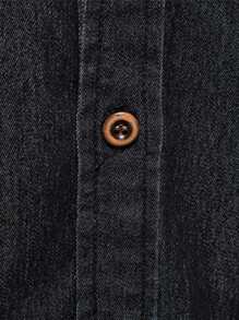 Men's Slim Long Sleeve Denim Shirt - Black - View 5