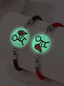 2 件太阳和月亮情侣时间宝石编织手链，情人节情侣手链月亮装饰 - 手鍊 - 查看 7