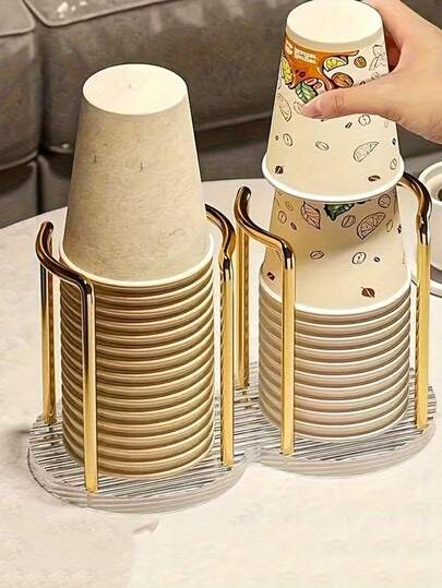 1pc Elegant Acrylic Disposable Cup Holder - Ideal For Home, Cafe, Office And Hotel Use, Desktop Tea/Water Cup Storage Rack