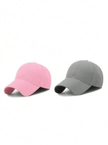 2pcs Solid Baseball Cap - Black and White - View 7