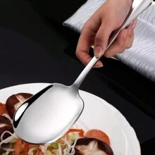3 piezas de cucharas de servir grandes de acero inoxidable, cucharas de servir grandes, cucharas soperas de acero inoxidable para servir en cocina, restaurante y banquetes