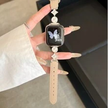 1 paquet de bracelet de montre, design floral classique et simple, compatible avec Apple Watch Series Ultra/SE/9/8/7/6/5/4/3/2/1, 38/40/41/42/44/45/46/49mm. Bracelet de montre de mode casual de luxe, réglable, design minimaliste, compatible avec Apple Watch, cadeau de la Saint-Valentin