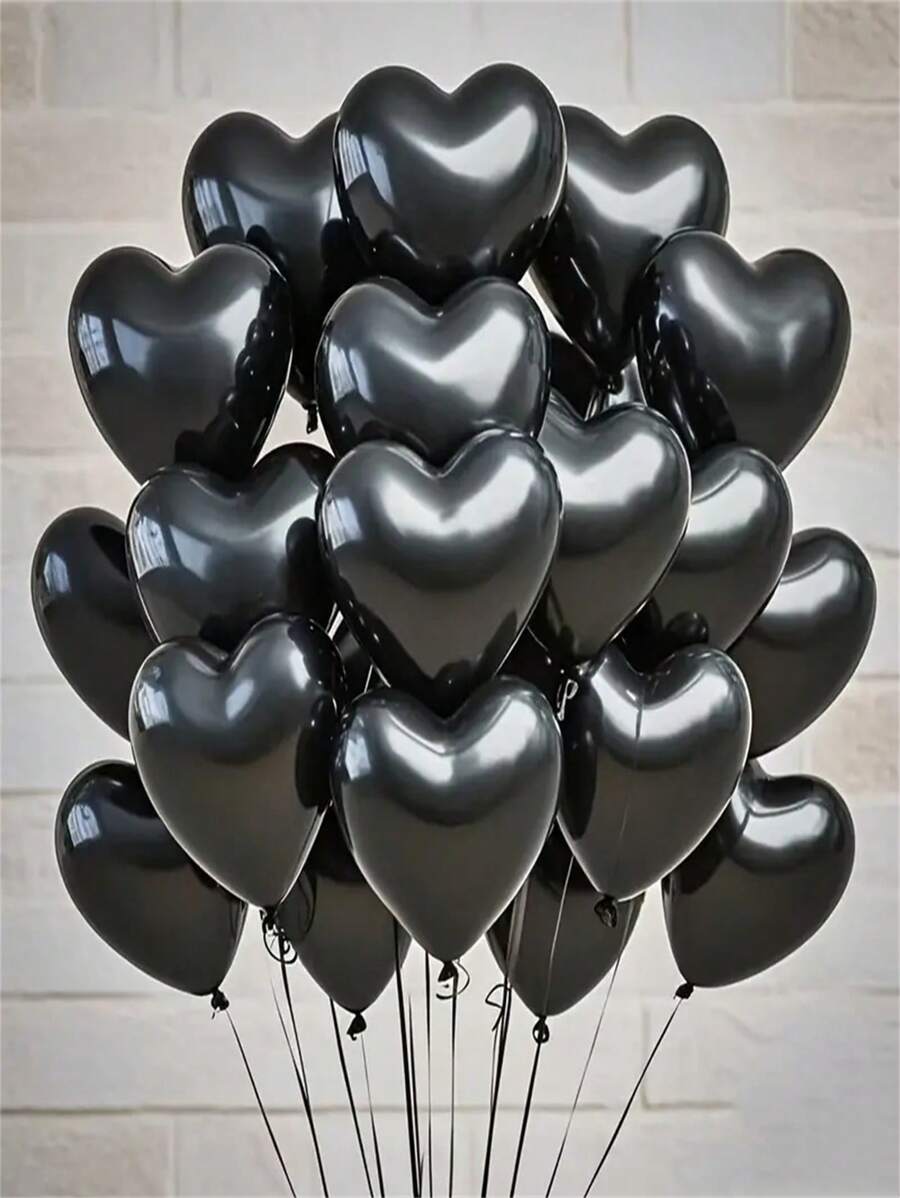 20 quả bóng bay hình trái tim màu đen bằng chất liệu latex - Trang trí lãng mạn rực rỡ cho Ngày Valentine, đám cưới, tiệc sinh nhật.