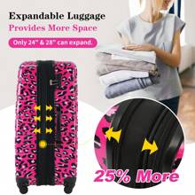 MERAX Hardshell Luggage Sets 3 Pcs Spinner Suitcase With TSA Lock Lightweight-20"+24"+28" Luggages - Báo hồng nóng bỏng - Xem 9