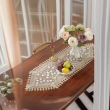 网布精致水溶镂空蕾丝，多彩刺绣工艺，厨房桌旗，防污桌带，桌垫，餐垫，家居装饰，节日装饰，派对婚礼系列桌旗家居装饰桌旗 - 彩色 - 查看 1