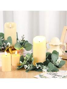 1pc Eucalyptus Wreath, Dining Table & Home Decor Candle Ring - Green - View 3