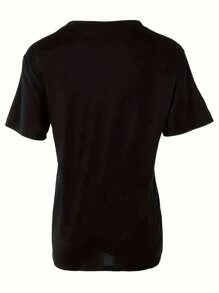 Fashionable T-Shirt For Plus Size Women - Black 4 - View 4