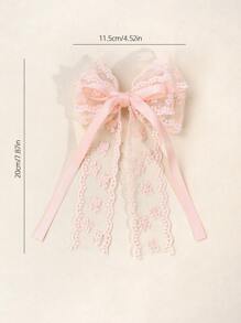 1pc Pink Lace Hair Bow Clips For Girls Sweet Cute Mesh Tulle Hair Clip Bowknot Alligator Clip Hairpin Hair Accessory For Daily Life