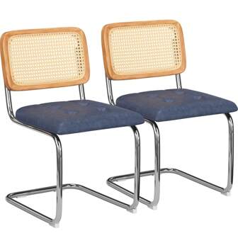 Modern Cane Solid Wood Dining Chairs 2 Sets
