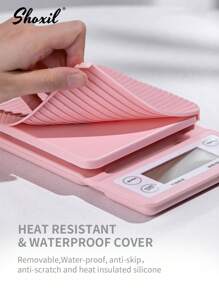 shoxil 1pc Pink Coffee Scale With Timer, LCD Backlight Display, High Accuracy Kitchen Food Scale With Tare Function, 6.6LB/3KG Max Load, 0.1g Precision Sensor (Batteries Not Included)