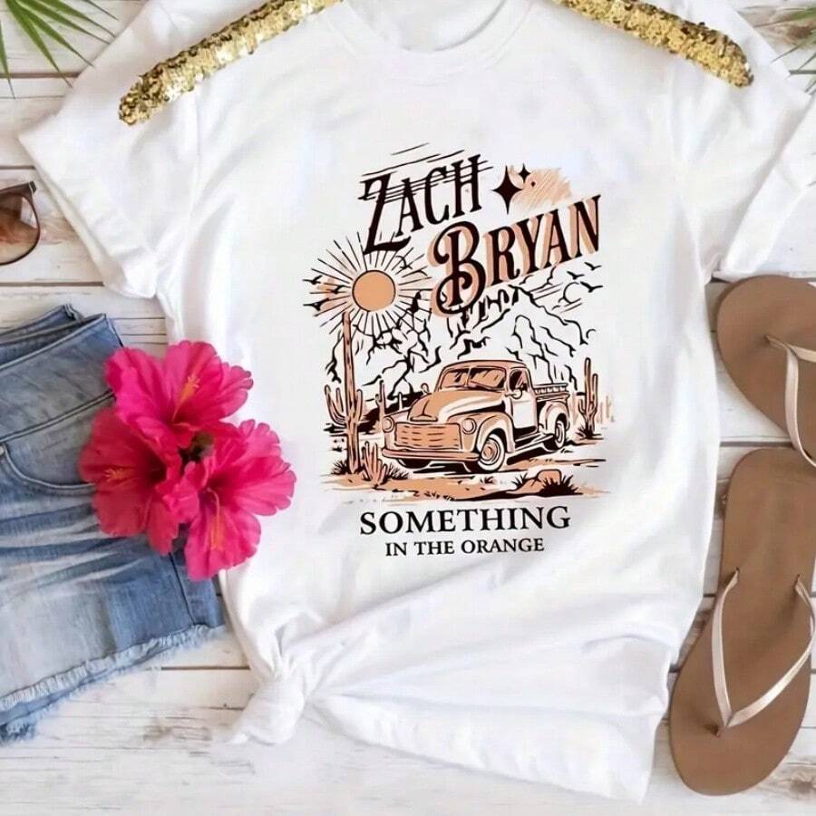 Women's Chic Letter Print Tee - Comfy, Casual Short Sleeve